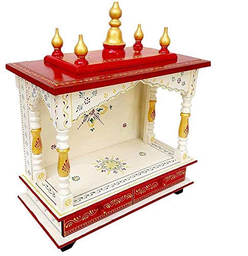 Kamdhenu art and craft Wooden Home Temple, Dimensions 22.9D x 45.7W x 53.3H Centimeters