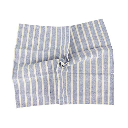 Serviettes de table en lin doux rayé bleu de qualité supérieure