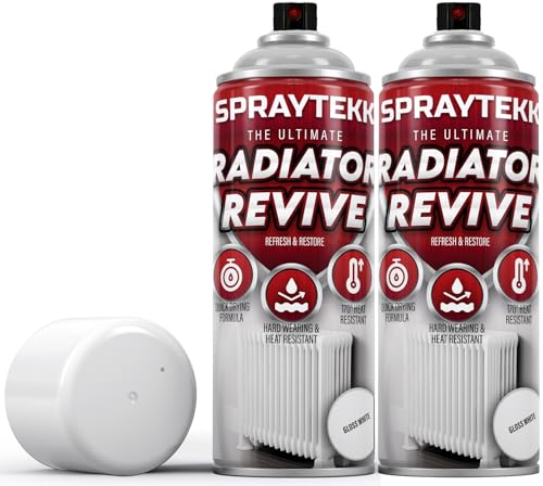 SPRAYTEKK Radiator Spray Paint | Heat Resistant up to 170C | All-in-One Primer Undercoat & Topcoat | Fast Drying Anti-Rust | For Radiators Pipes Boilers & Hot Water Tanks (Gloss White 2)