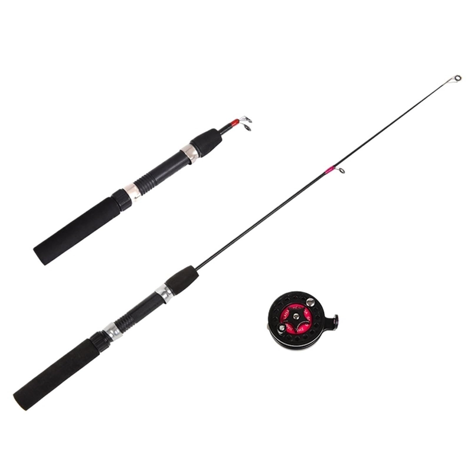 51/60/80/100 cm Winter Garnelen EIS Angelrute Tragbare Winter Angelrute Carbon Fluss Garnelen Karpfen Angelrute Rod Tackle für Angeln(Black EVA3B Round)