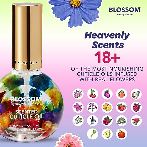 Blossom Hydrating, Moisturizing, Strengthening, Scented Cuticle Oil, Infused With Real Flowers, Made In Usa, 0.92 Fl. Oz, Juicy Peach #TOP1
