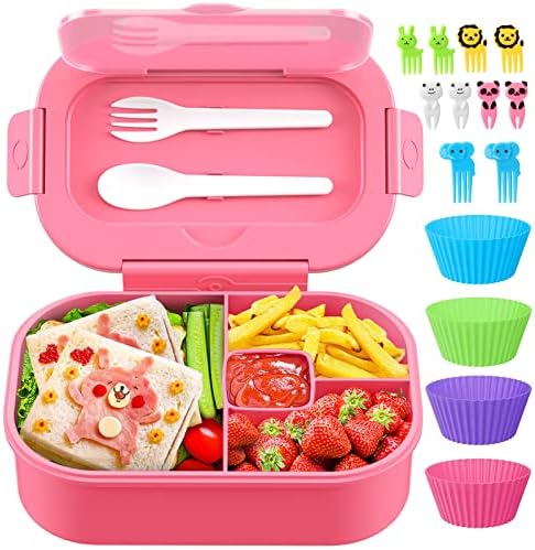 UPTRUST Bento Lunch Box — 3 Compartment Leak-Proof Container For Kids & Adults, Microwave & Dishwasher Safe