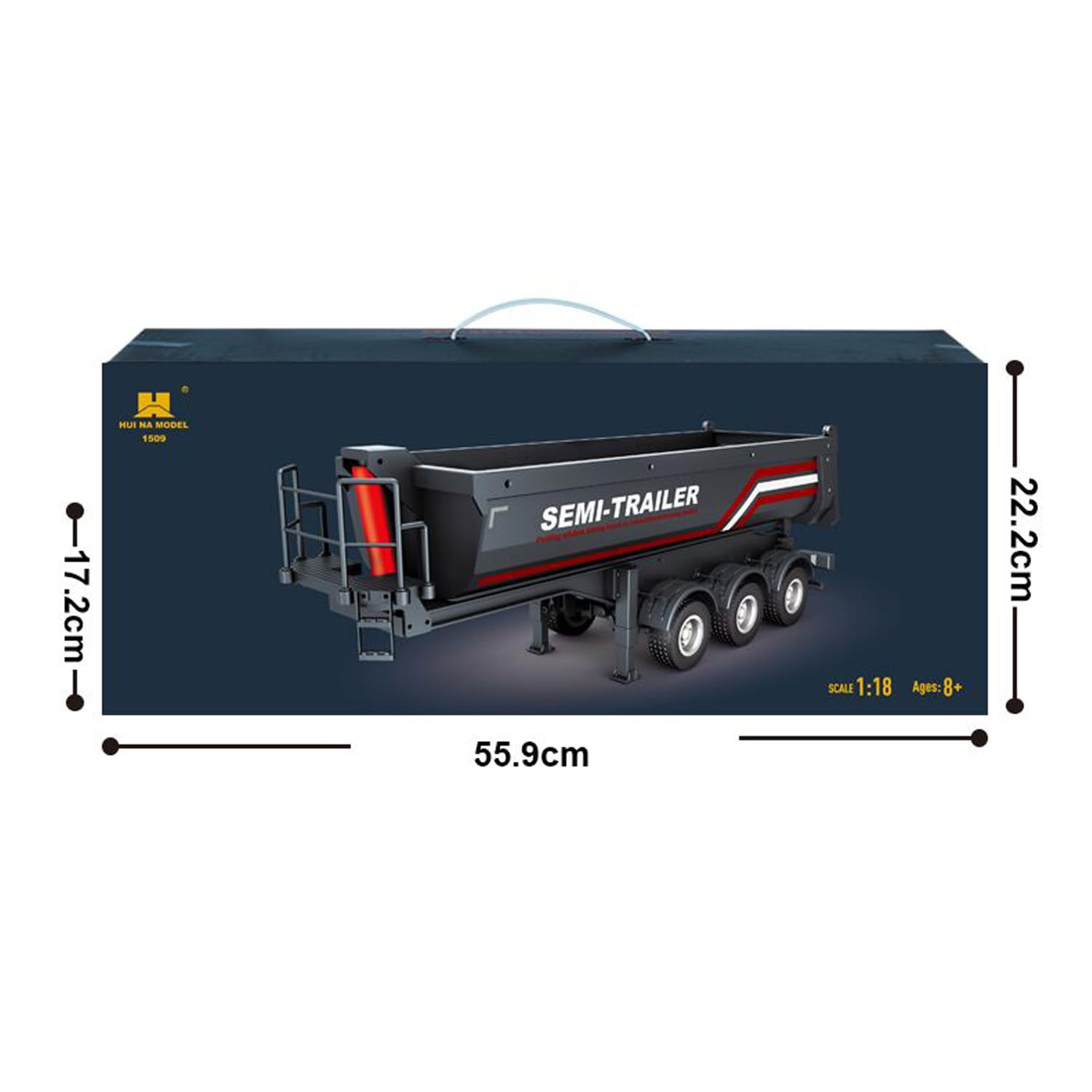 TOUCAN RC HOBBY HUINA 1/18 Elettrico Sollevamento Telecomando Semi-Dump Rimorchio per RC Trattore Camion 1501 Supporto Luce Posteriore Gamba Nessun Sistema Suono per Adulti Forte Modello Avanzato