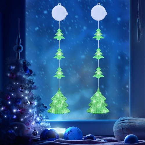 Qedertek Weihnachtsbeleuchtung Fenster Innen, 2 Stück Weihnachtsbaum...