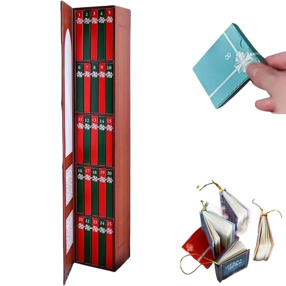 Calendrier De L'Avent 2025 Pour Amoureux Des Livres - 25 Jours De Surprises Littéraires - Décorations Noël - Dimensions 26 X 18 Cm - Matériau Papier Et Acrylique - Idée Cadeau Originale