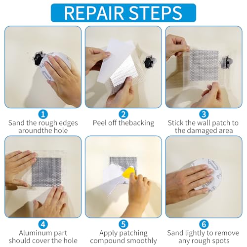 WDSHCR Drywall Repair Kit 20 Pack Aluminum Wall Repair Patch Kit, 2/4/6/8 inch Fiber Mesh Over Galvanized Plate, Dry Wall Hole Repair Patch Metal Patch with Extended Self-Adhesive Mesh (20 Pcs)