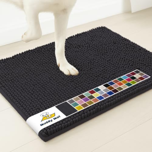 Image of Muddy Mat | Super Water Absorbent Door Mat Indoor, Microfiber Quick Dry Chenille Entryway Rug, Slip Resistant Front Door Mat, Indoor Mats for Entryway, Machine Washable Pet Rug, Charcoal 5ft x 7ft