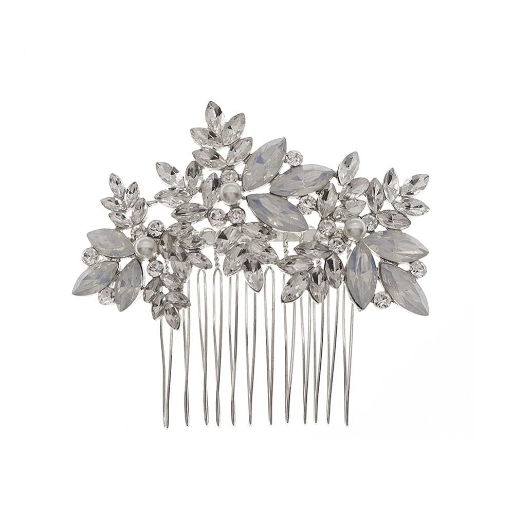 Haarschmuck für die Braut, Vintage-Stil, Legierungseinsatz, Silber, böhmischer, mit Diamanten besetzter Haarkamm, Haarschmuck für Frauen und Mädchen