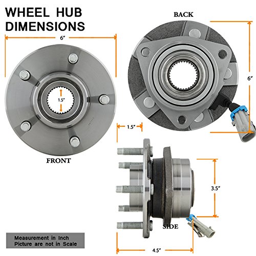 AKKON - for Chevy Equinox | Pontiac Torrent | Saturn Vue Set of 2 Front Wheel Hub & Bearing + ABS & Lugs 513189
