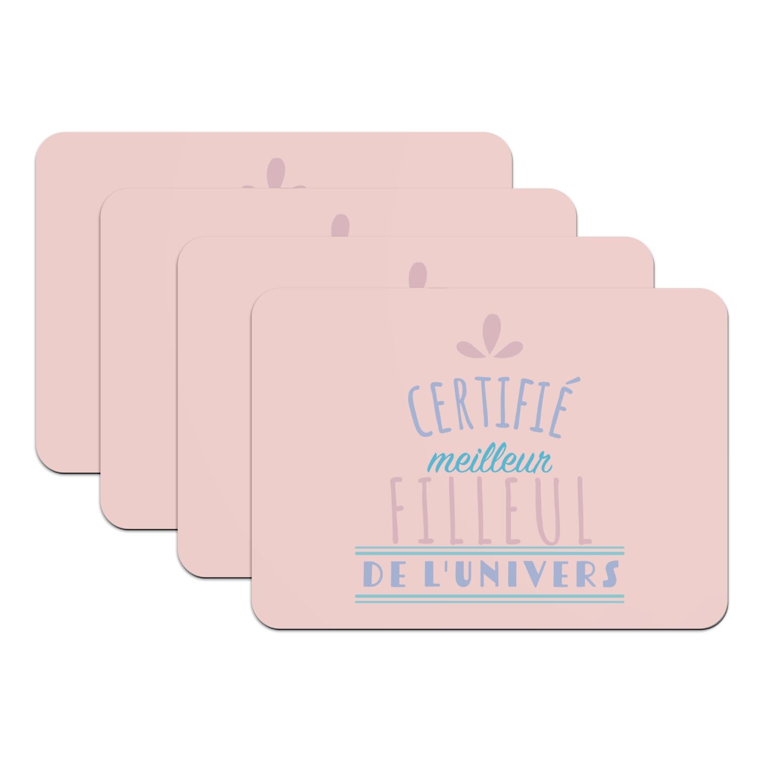 Cadeau filleul unique avec ce lot de 4 sets de table rose en caoutchouc