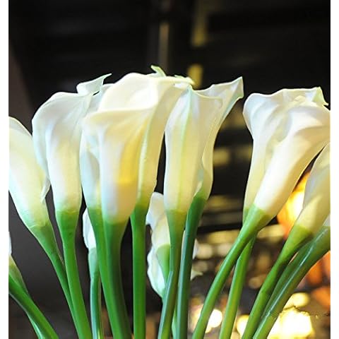 Floral Kingdom 25" Large Handmade Real Touch PU Latex Calla Lilly Artificial Spring Flowers for Floral Arrangements, Bouquets, Home/Office Decor (6 Pack) (White) Cover