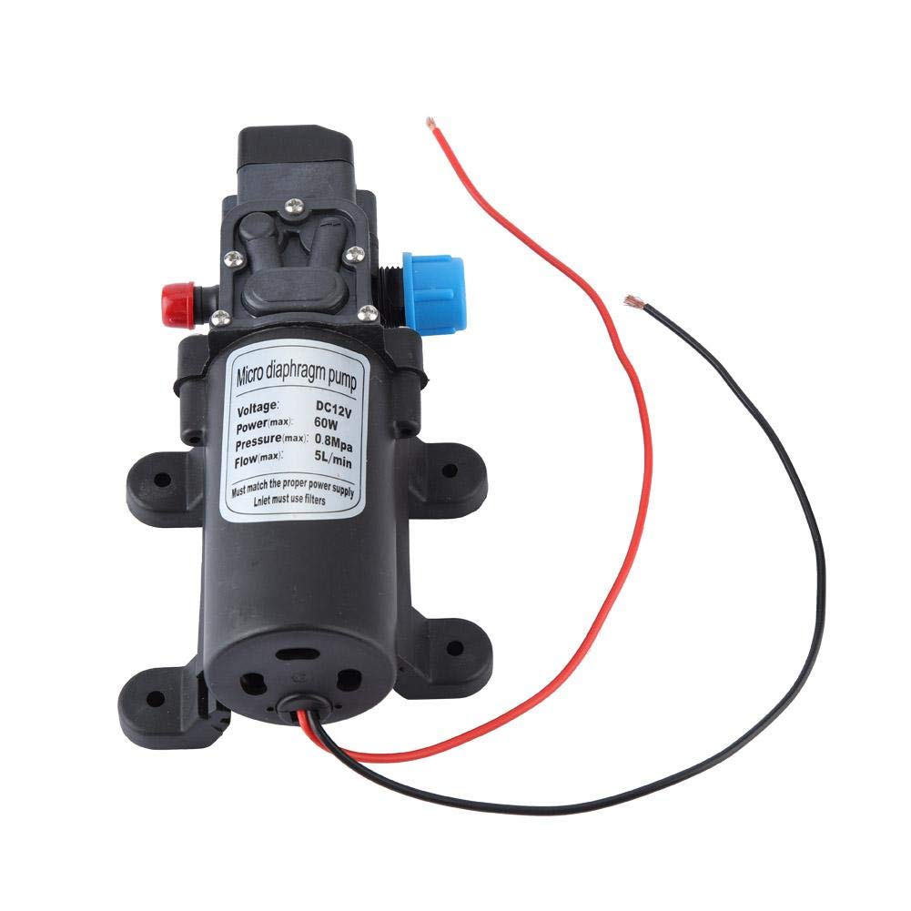 Pompe à Diaphragme, Pompe à Eau Haute Pression de Pompe d'Amorçage Automatique Électrique 12V 60W avec Pressostat pour Pulvérisation Agricole, Nébulisation Artificielle, etc