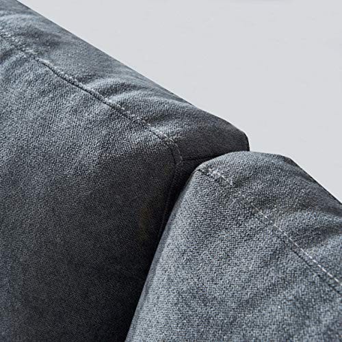 Sectional Sofa with Reversible Chaise,JULYFOX 104 inch L-Shaped 3-seat Corner Couch with Convertible Ottoman Lounger Polyester Fabric for Living Room Office Club Dark Gray