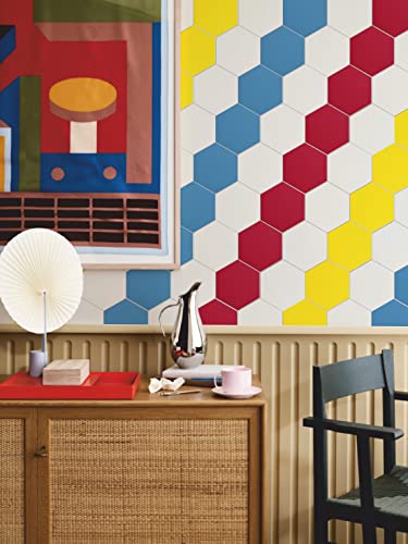 Avant Decor | Stone Composite Hexagon Solid Color | Peel And Stick Kitchen Backsplash Tiles | Stick On Wall Tiles | Easy Diy Installation | 6” X 6.9” | Single Tile #TOP4