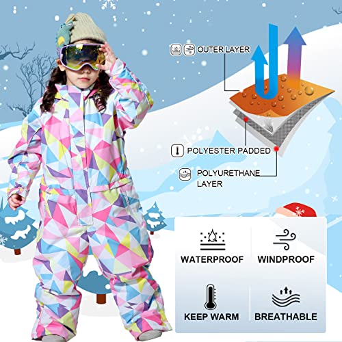 YEEFINE Boy and Girl's Snowsuit One Piece Ski Suits Jackets&Pants Waterproof Winter Warm Jumpsuits Snowboard Suit for Kids4