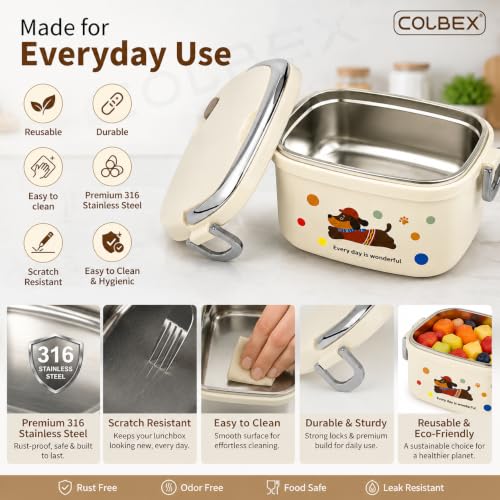 Image of Sinbyuer Stainless Steel Snack Containers, Grab and Go Snack Containers Reusable, 2 Compartment Food Storage Containers with Lids for Travel and Outdoor Camping (600ML)