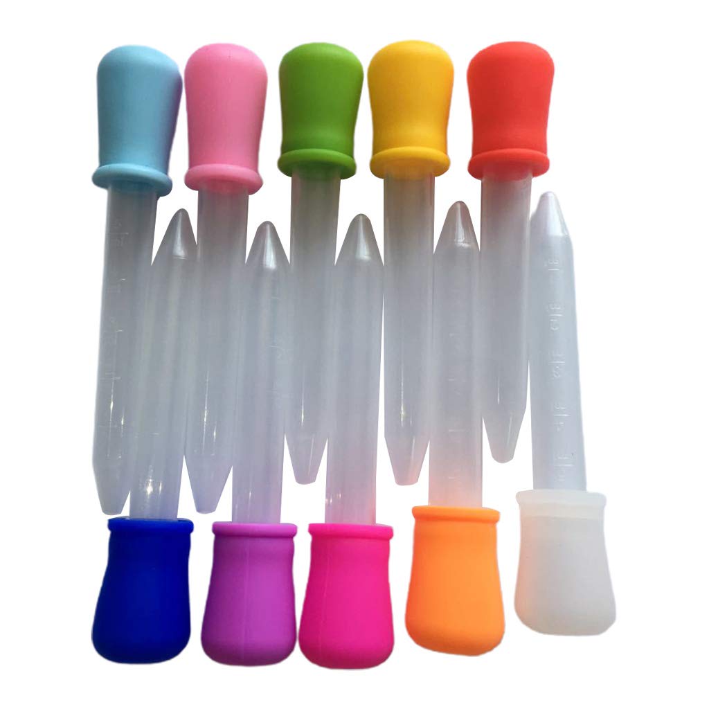 EINCORN 10 Pcs 5ml Plastic Droppers Squeeze Transfer Pipettes Dropper Liquid Eye Ear Graduated Pipette Dropper for UV Epoxy, 12.5cm, As the Picture Shows