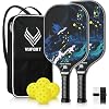 Pickleball Paddles Set of 2/4, USAPA Approved Carbon Fiber Surface Pickle Ball Set – 14mm PP Honeycomb Core of Lightweight Pickleball Rackets -Suitable for Beginners’ Training and Game（Blue）