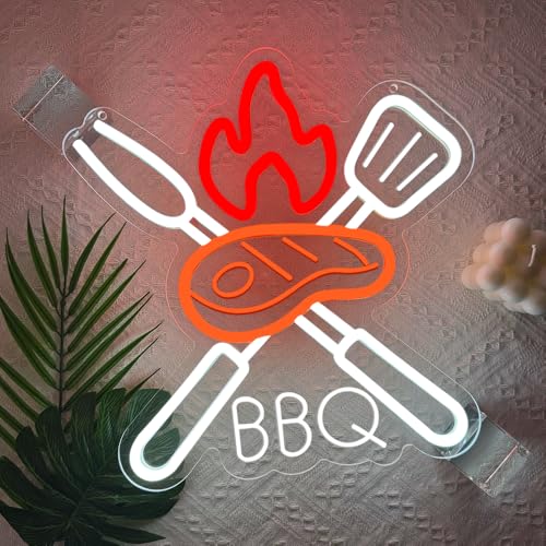 Image of BBQ Neon Signs for Wall Decor,Adjustable Brightness Grill LED Sign for BBQ Party Decorations,Neon Lights Sign for Barbecue Restaurant,BBQ Signs for Outside,Home, Bar, Party,Christmas Gift