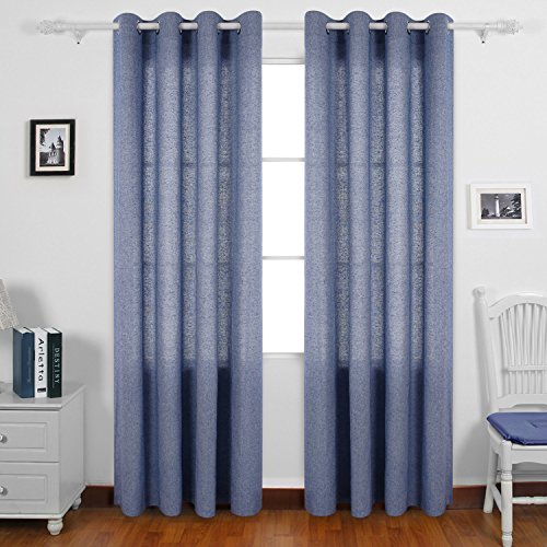 Image of Deconovo Grommet Curtains Recycled Cotton Curtains for Boys 52 W x 95 L Royal Blue2 Panels
