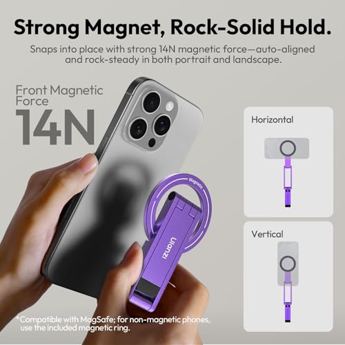 Image of ULANZI MA60 Phone Tripod for Magsafe, Aluminium Mini Phone Stand Purple