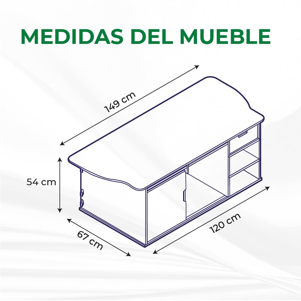 Mueble Kit Camper para Furgonetas VW T5, T6, T6,1 Multivan y California sin mueble lateral, con Accesorios y Colchón incluidos