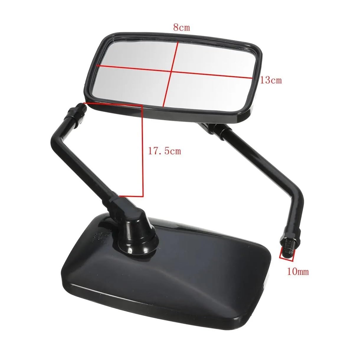 Espejo Enduro 1 Par De Espejos Retrovisores Rectangulares Universales para Motocicleta De 10mm Espejo Cromado para Motocicleta(Black)