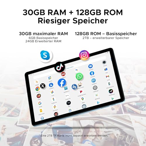 Tab A9 Pro+ Android 16 Tablet mit Tastatur 30GB RAM+128GB ROM(2TB TF) Gemini AI Widevine L1 Gaming Tablets, 8580mAh, Unisoc T7200… – Ansicht 5