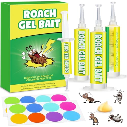 Image of 12 Pack Roach Gel Bait for Indoor Use - Cockroach Killer Gel with Easy Placement Stickers, Long-Lasting Mess-Free Formula for Kitchen, Bathroom, Basement & Hidden Areas Pest Control