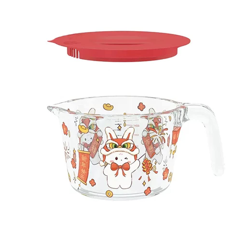 XMING Taza medidora de vidrio con tapa con escala resistente a altas temperaturas cocina for hornear harina taza de huevo batido taza de leche caliente (Size : B)
