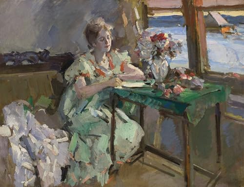 Tableau À la fenêtre de Konstantin Korovin impression sur toile 60x90cm