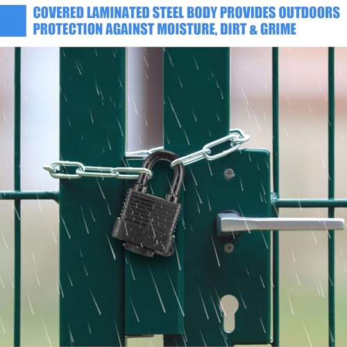 Image of Blulu 24 Pack Waterproof Padlocks Keyed Alike for Outdoor Use Large Outdoor Combo Locks with Key Keyed Alike Locks, Lockout Tagout Lock (Black)