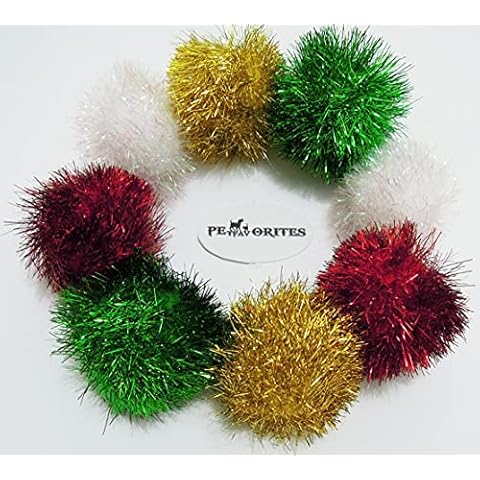 PETFAVORITES Bushy Sparkle Ball Cat Toy, Interactive Glitter Pom Pom Cat Toy Balls for Kittens, 8 Pack. Cover