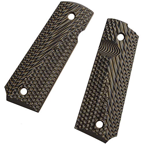 Cool Hand 1911 Grips Full Size, G10 Commander, Black Gun Grips Screws Included, Ambi Safety Cut, Aggressive OPS Texture