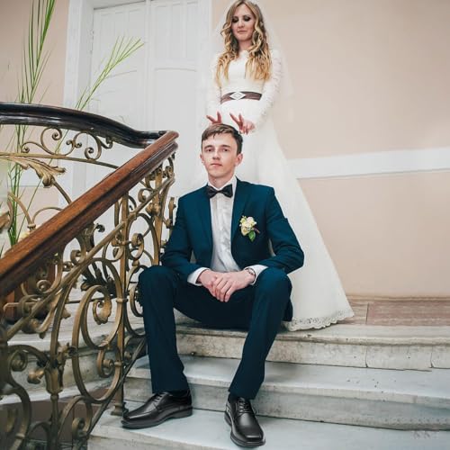 Image of HEEZ Men's Dress Shoes Lace Up Oxford Shoes Classic Square Toe Formal Shoes for Men