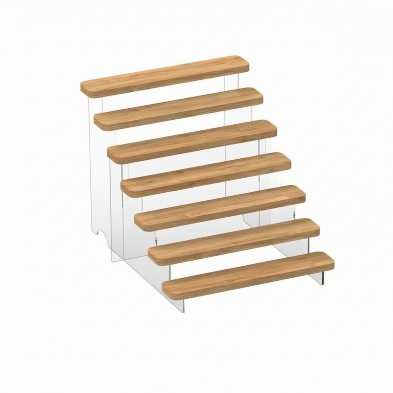 KESOTO Étagère à Gradi En Bois Acrylique Polyvalent Support D'affichage Suppor En Acrylique Traparent Élégant Présentoir Bureau , 7 Niveaux