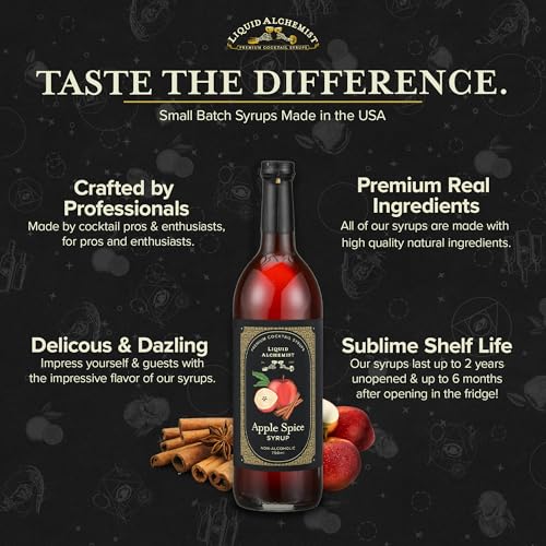 Image of Liquid Alchemist Apple Spice Syrup for Cocktails | Real Ingredients Make our Apple Syrup for Drinks a Perfect Fall Themed Old Fashioned Mix | Small Batch Non-GMO Vegan Drink Mixer | 25.4 oz, Pack of 1