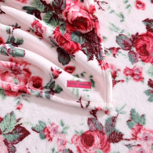 Image of Betsey Johnson - Blanket, Buttery-Soft Throw Blanket for Couch or Bed, Boldly Plush & Oversized Bedding (Vintage Floral Pink, 50 inch x 70 inch)