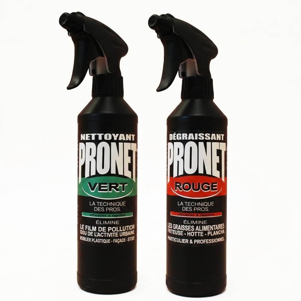 PRONET Lot 2 Produits Barbecue & Extérieur – Dégraissant 500ml + Nettoyant Extérieur 500ml – Graisses et salissures – Action rapide et efficace – 2x500ml