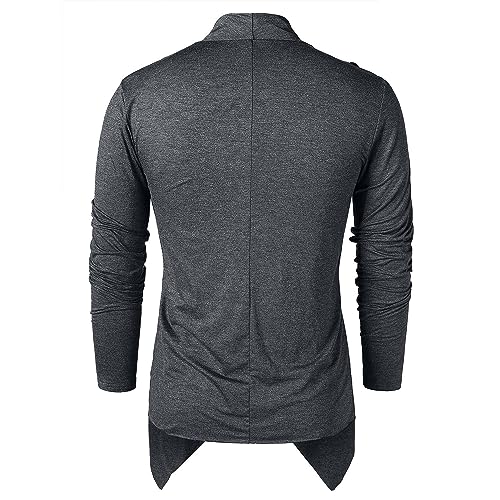 Men's Long Sleeve T-Shirt Winter Knight Punk Vintage Asymmetric Hem Pile Heap Collar Pullover Solid Base Tops3