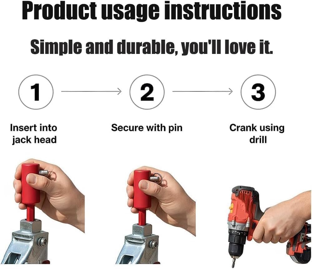 EZ Crank Trailer Jack Drill Adapter - Compatible with 1 Inch Jack Drive Shaft Stainless Steel Handle Cordless Drill Adapter with Socket Bit Attachment for Top Wind Trailer Crank — Amazon image 5