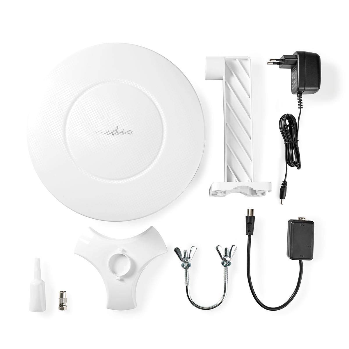 NEDIS - Antenna HDTV - Guadagno 46dB - FM/VHF/UHF - Portata 50 km - per esterni - Bianco ANOR5003BK700, compatta