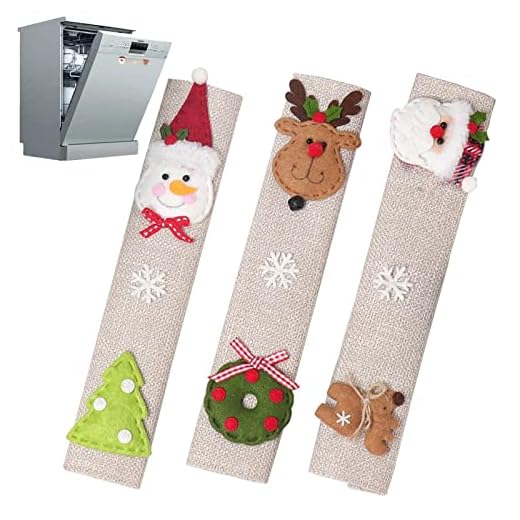 5 Pcs Tampa da maçaneta da porta da geladeira para o Natal | Universal Forno Alça Capa Decoração da Cozinha com Adesivos | Decorações de cozinha de Natal para microondas, forno, áquina