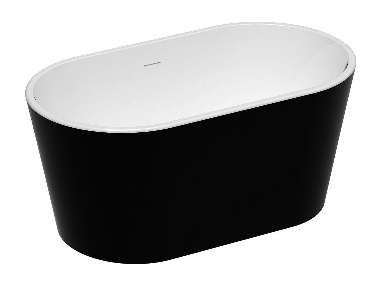 Vente-unique - BaÒera exenta ovalada - 180L - 130 x 71 x 58 cm - Negra - AcrÌlica - APOGON