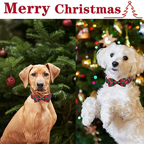 Unique style paws Christmas Dog Collar with Bow Tie Adjustable Red & Green Pet Collar for Small Medium Large Dogs-L - Image 4