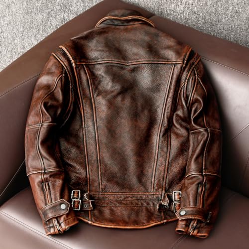 The Next Men Vintage Motorcycle Jackets Cowhide Leather Coat Biker Genuine Leather Jacket2
