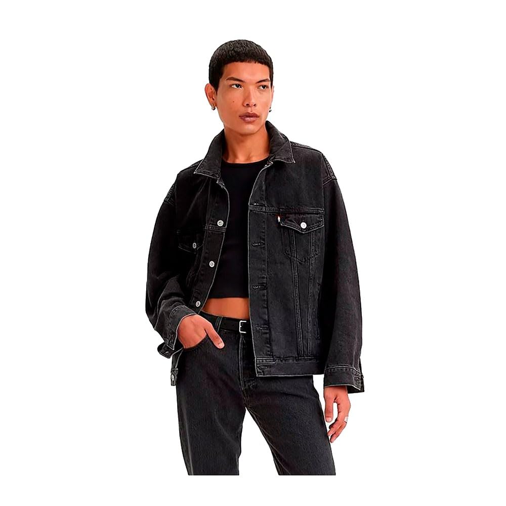 Levis Men's Super Puffer Denim Jacket Black Extra Large