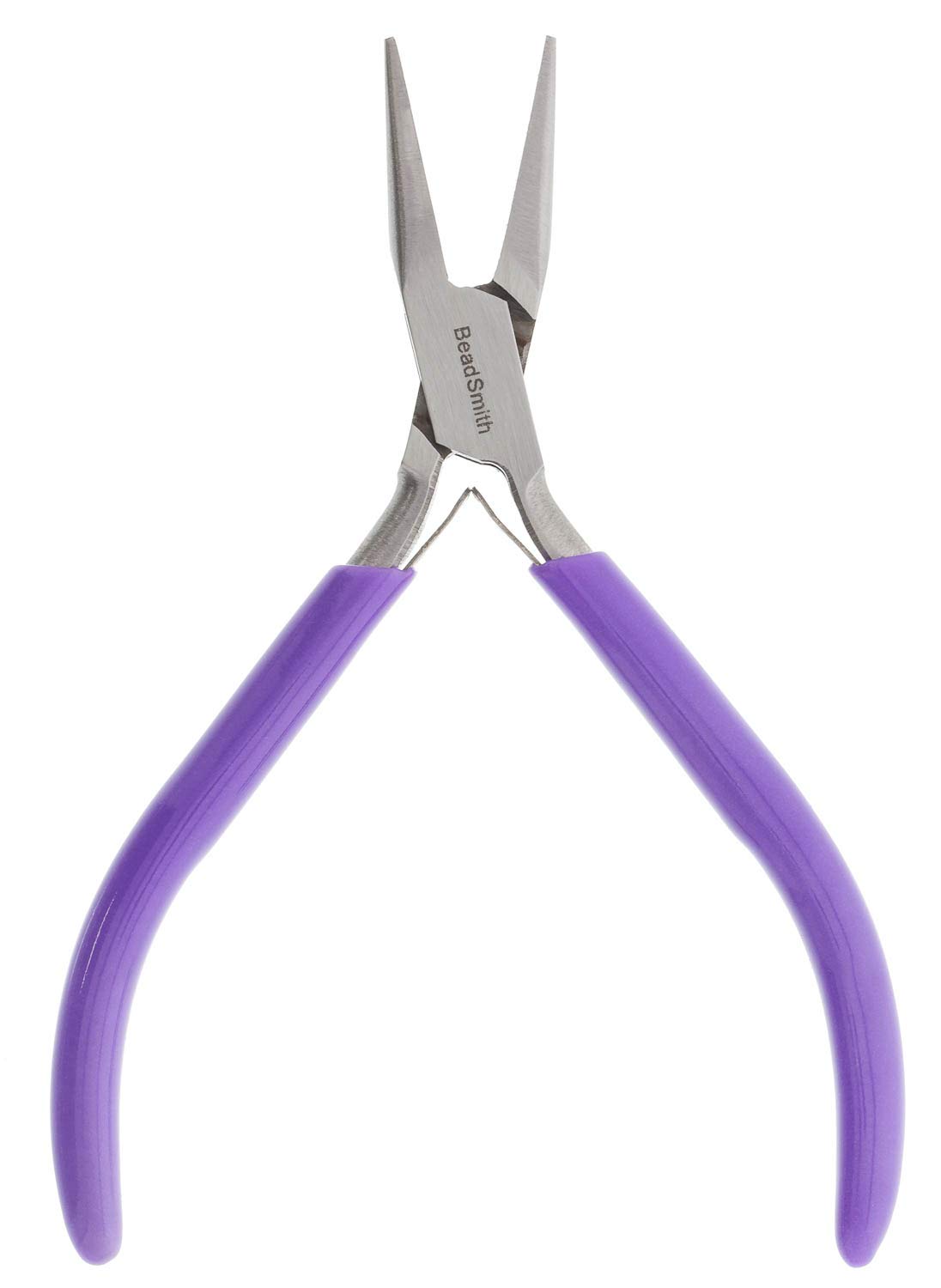 The Beadsmith Slim Line Flat Nose Pliers - 4.75 Inch Jewelry Making Tool, Polished Steel, Pink PVC Grip - View #2