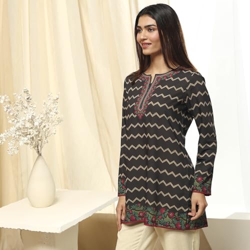 Image of BIBA Women Polyester Straight Printed Kurti