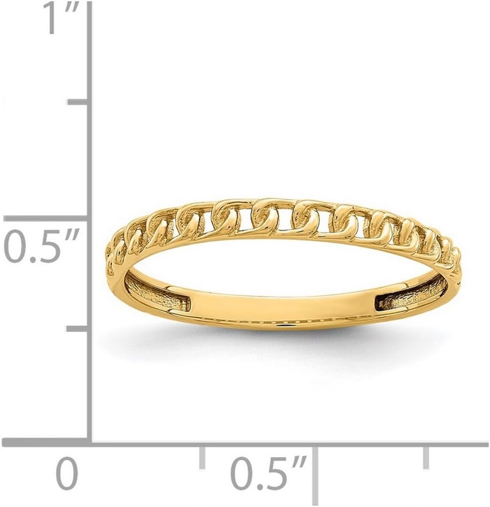 JewelryWeb 14k Solid Yellow Gold Link Design Ring Ring for Women - Image 2